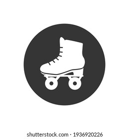 Roller skate white icon symbol. Vector isolated rollerskating element in trendy style