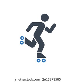 Roller Skater Action Icon On White Background