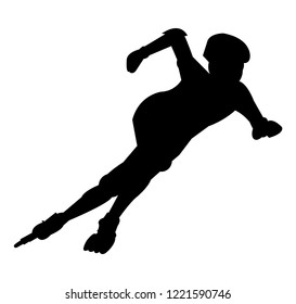 Roller skater black silhouette, isolated on white background