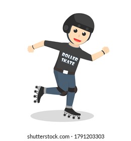 Roller Skater design character on white background
