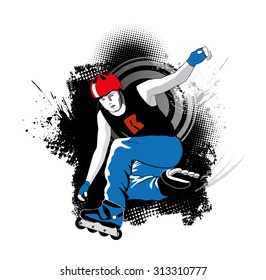 Roller skater in extreme jump