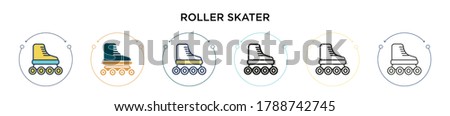 Roller skater icon in filled, thin line, outline and stroke style. Vector illustration of two colored and black roller skater vector icons designs can be used for mobile, ui, web