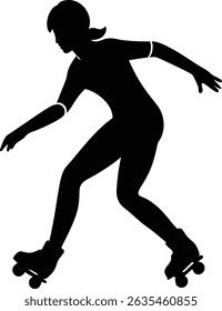 Roller skater in motion silhouette 