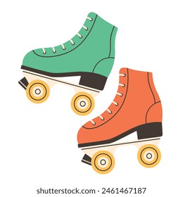 Roller skates in 80s 90s style. Disco style. Vector illustration in flat style