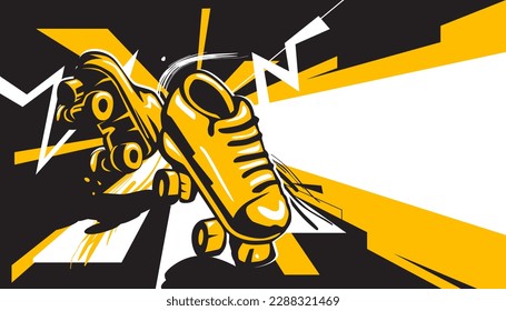 Roller skates  abstract background design. Vector illustration of sports concept