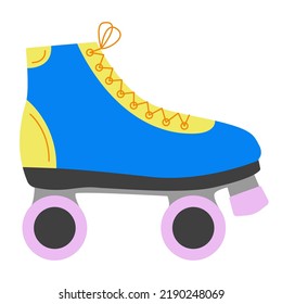Roller skates. Attribute of the 80s, 90s. Nostalgic object. Flat style. Vector illustration