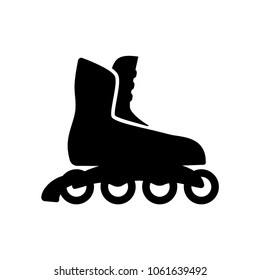 Roller skates black silhouette isolated icon. Roller skate stylized symbol.