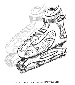 Roller skates cartoon sketch vector illustration