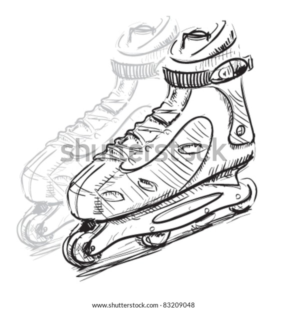 Roller Skates Cartoon Sketch Vector Illustration Stock Vector (Royalty