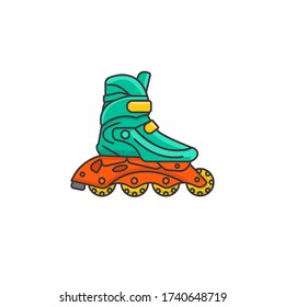 Roller skates color illustration. Rollers with plastic wheels