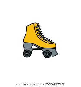 Icono de Vector coloreado de los patines de rodillos en el fondo blanco