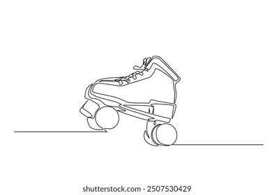 Roller skates continuous one line drawing. Vintage Retro roller skates single line art illustration. Editable vector.