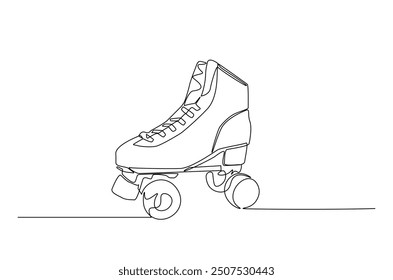 Roller skates continuous one line drawing. Vintage Retro roller skates single line art illustration. Editable vector.