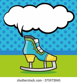 Roller skates doodle, speech bubble