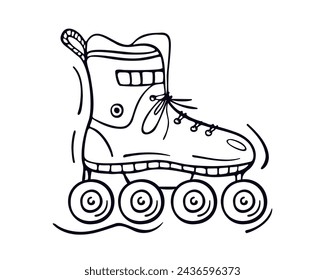 Roller skates in doodle style. Accessory isolated on white. Vector illustration