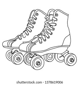 Roller skates drawing on white background