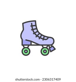 Roller skates filled outline icon, line vector sign, linear colorful pictogram isolated on white. Symbol, logo illustration. Vector graphics