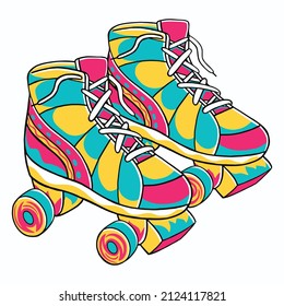 Roller Skates in Flat Design Style
