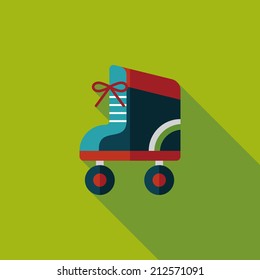 Roller skates flat icon with long shadow
