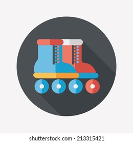 Roller skates flat icon with long shadow