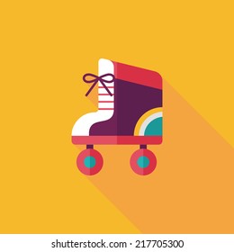 Roller skates flat icon with long shadow