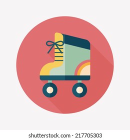 Roller skates flat icon with long shadow
