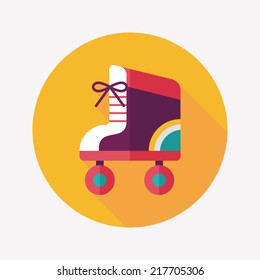Roller skates flat icon with long shadow
