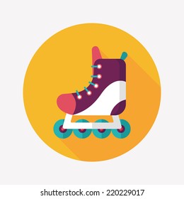 roller skates flat icon with long shadow,eps10