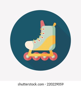 roller skates flat icon with long shadow,eps10