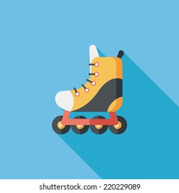 roller skates flat icon with long shadow,eps10