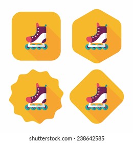 roller skates flat icon with long shadow, eps10