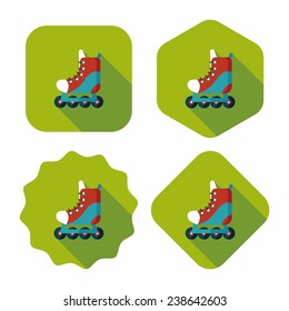 roller skates flat icon with long shadow, eps10