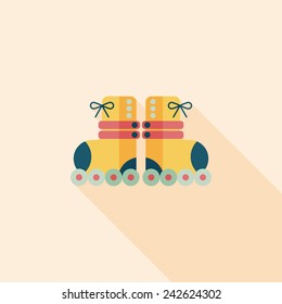 Roller skates flat icon with long shadow
