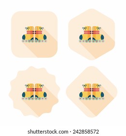 Roller skates flat icon with long shadow,eps10