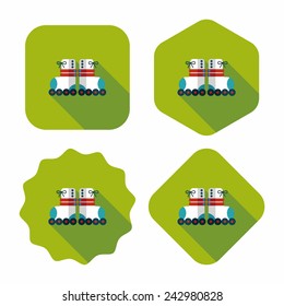 Roller skates flat icon with long shadow,eps10