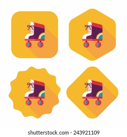 Roller skates flat icon with long shadow