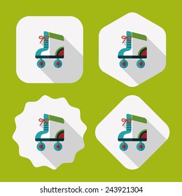 Roller skates flat icon with long shadow