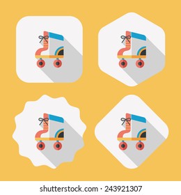 Roller skates flat icon with long shadow