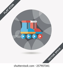 Roller skates flat icon with long shadow