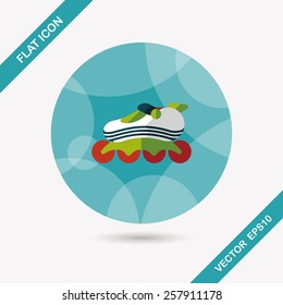 roller skates flat icon with long shadow,eps10
