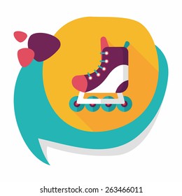 roller skates flat icon with long shadow,eps10