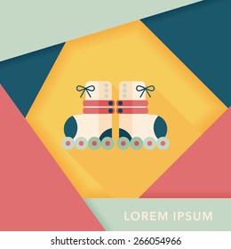 Roller skates flat icon with long shadow,eps10