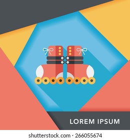 Roller skates flat icon with long shadow,eps10