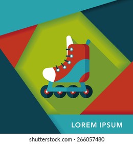 roller skates flat icon with long shadow,eps10