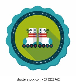 Roller skates flat icon with long shadow,eps10