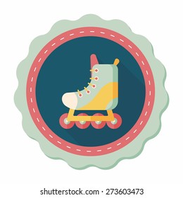 roller skates flat icon with long shadow,eps10