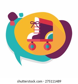 Roller skates flat icon with long shadow