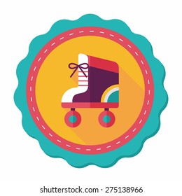 Roller skates flat icon with long shadow