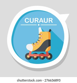roller skates flat icon with long shadow,eps10