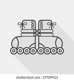 Roller skates flat icon with long shadow, line icon